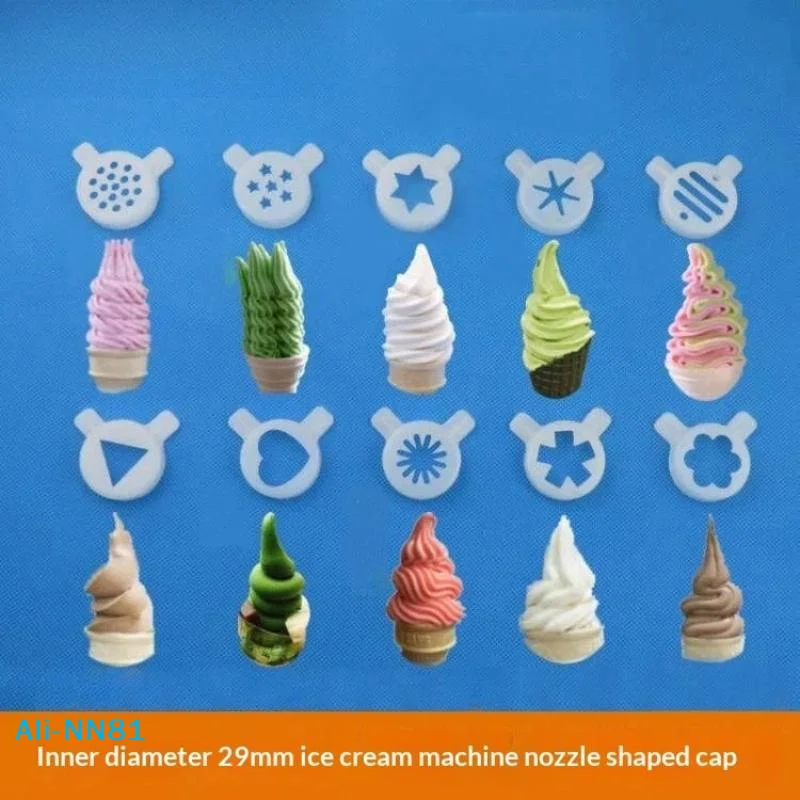 【N】14 Types Ice Cream Shape Nozzle Lids Magic Modelling Caps Spare Part Replacement Soft Ice Cream Machines 29mm Inner Diameter