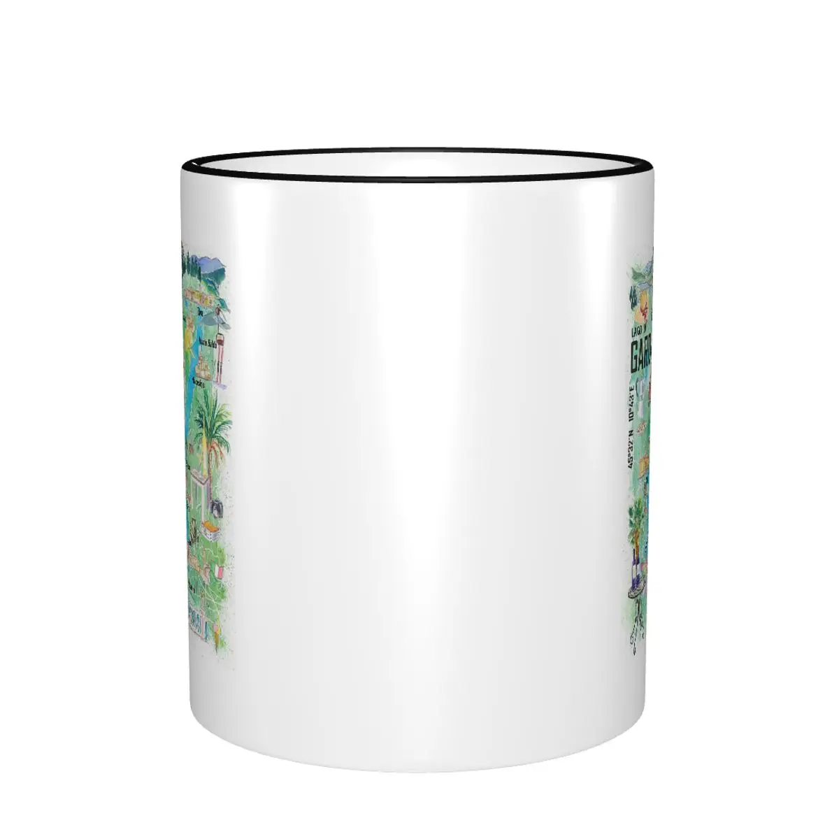 Lake Garda Italy Illustrated Map With Roads And Tourist Highlights Mug Ceramic Coffee Cups Tea Mugs Milk Cup Drinkware Woman Man