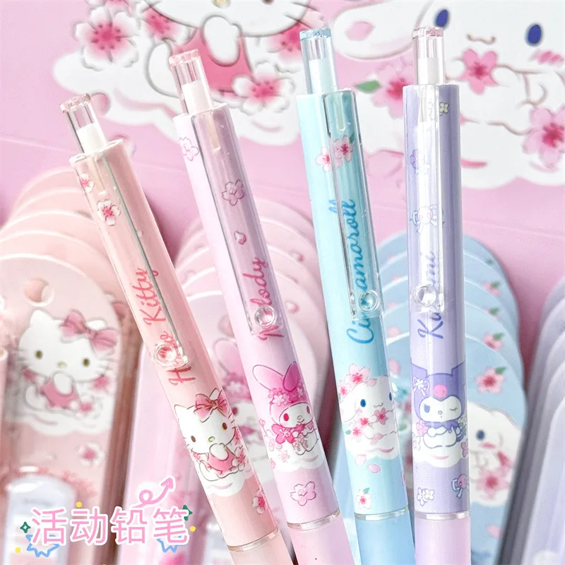 4-24pcs Sanrio Hello Kitty Sakura Series 0.5mm Mechanical Pencil Stationery High Face Value Automatic Pencil Wholesale