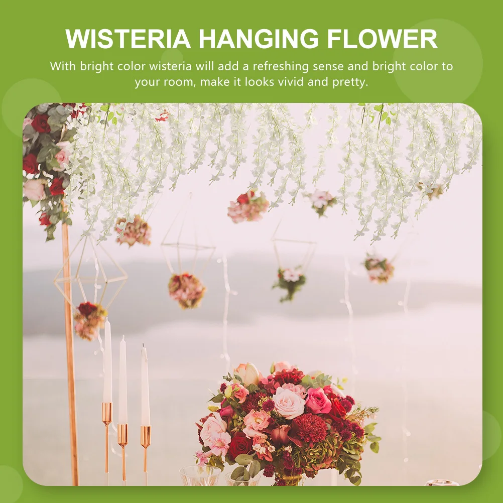 

4pcs Artificial Wisteria Flowers Fake Hanging Flower Decor Simulated Plant Ornament For Wedding Party Home Office Wall Door