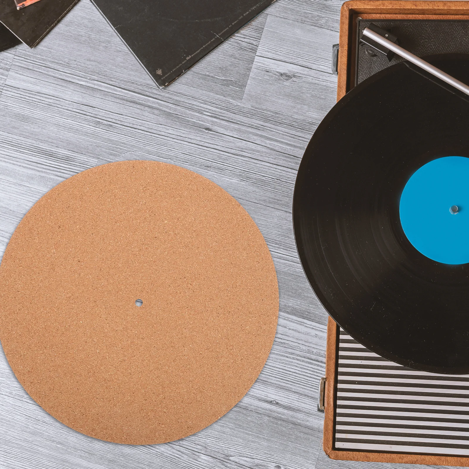 Plattenspieler-Matte aus Kork, 30,5 cm, Vinyl-Schallplattenunterlage, schützende Anti-Rutsch-Phonographenplatte, Spielzeuginstrument, Musikversorgung