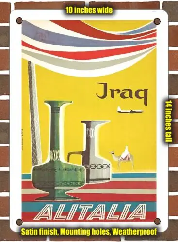 METAL SIGN - 1955 Iraq Alitalia - 10x14 Inches