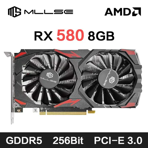MLLSE AMD RX 580 8GB 2048SP Tarjeta gráfica para juegos GDDR5 256Bit PCI-E 3,0 × 16 8Pin Radeon GPU Rx 580 Tarjeta De vídeo Placa De vídeo