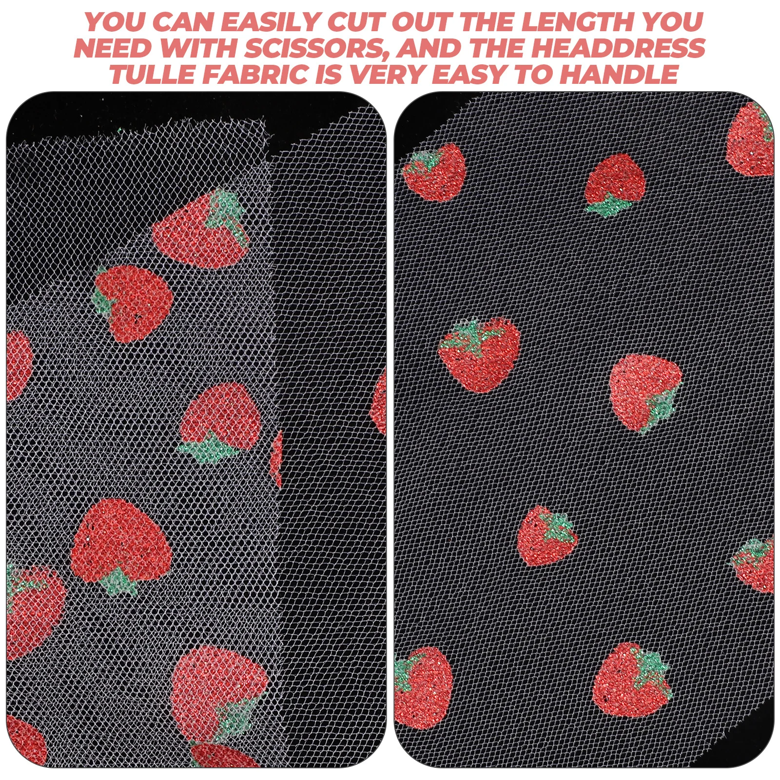 

1 Roll Strawberry Tulle Headdress for Decorative DIY Craft Fabric Roll Party Wedding Hair Accessory Dress Decoration