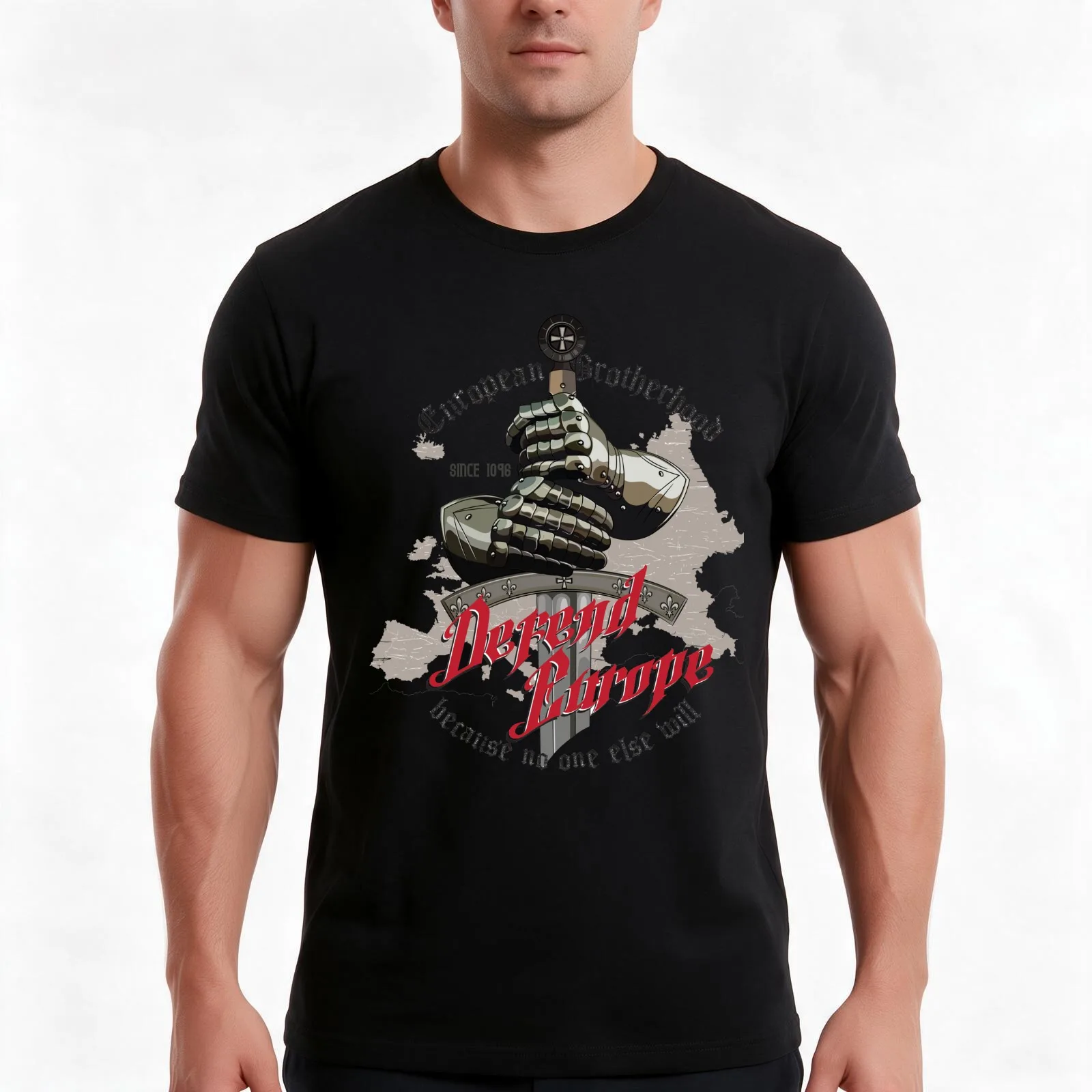 Defend Europe Templar Knight T-Shirt Summer Casual Cotton Tee Oversized Streetwear Tops Vintage Graphic Print 100% Cotton