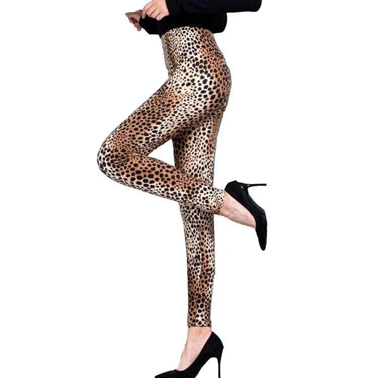 Sexy Leopard Print Stretch Legging Women Thin High Waist Fitness Milk Silk Leggings Women Pants SA655