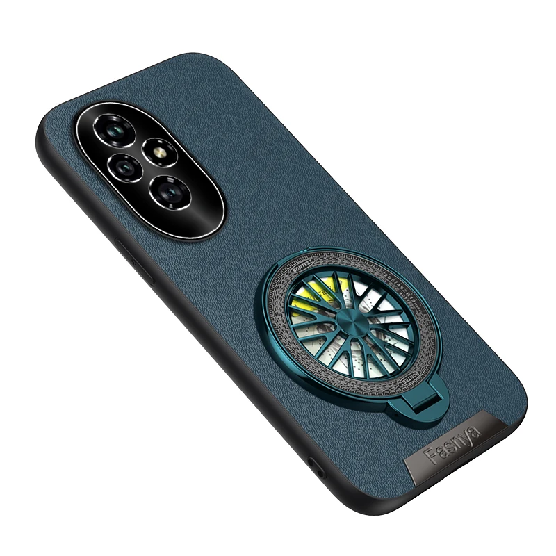 

Чехол для телефона с металлической текстурой кожи для Honor 50 70 Pro Plus с вращающимся держателем, задняя крышка для Honor 90 Lite, мягкий защитный чехол