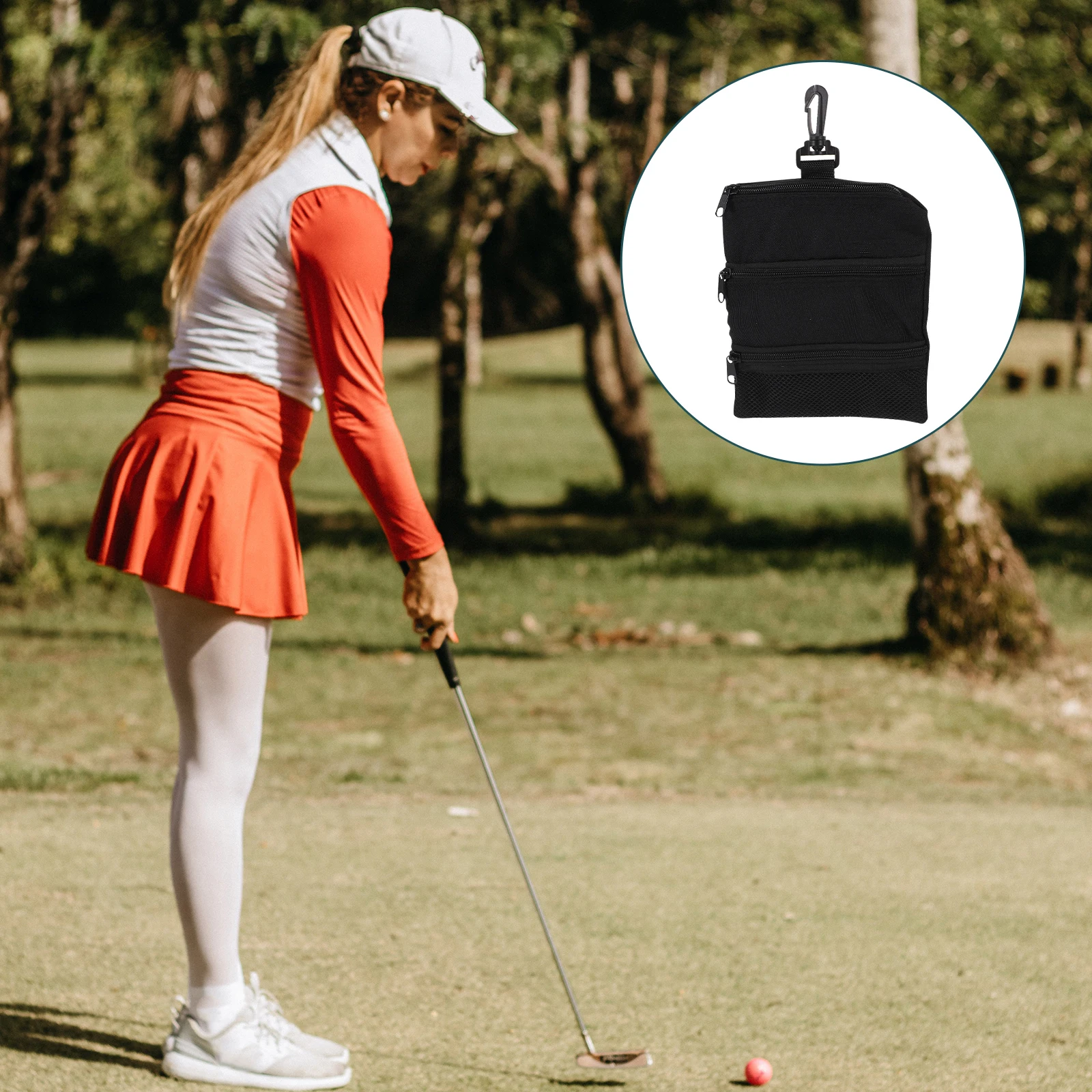 

2Pcs Golf Equipment Accessories Tee Bag Pouch Storage Balls Kit Durable Reusable Zipper Closure Christmas Gift Golf Training