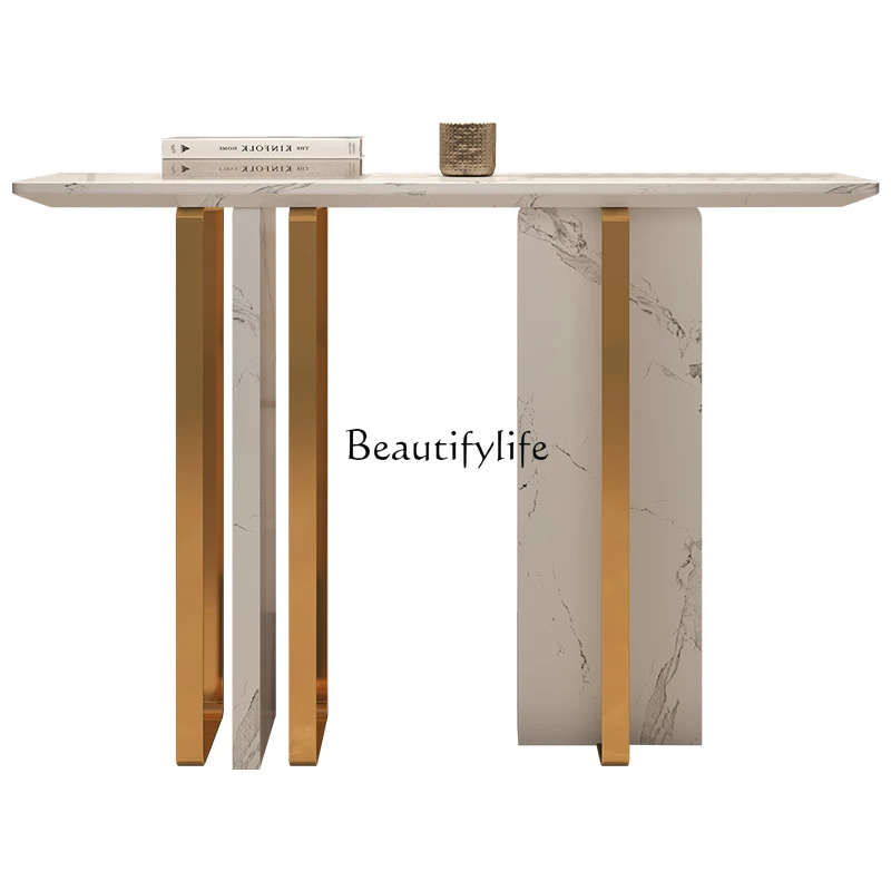 Light luxury entrance cabinet, simple modern high-end entrance table, living room against the wall, strip case, end view table