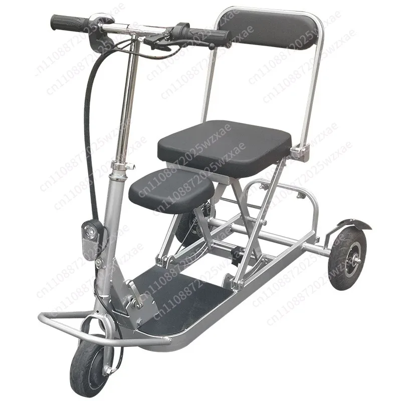 Silver double folding scooter, parent-child children's tricycle, three-wheel travel scooter