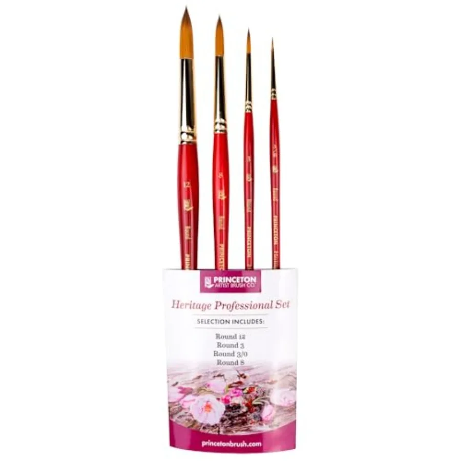 

Artist Brush Co. Heritage 4-pc Synthetic Set of Sable Watercolor Brushes Professional Sable Paint Brushes for Watercolor Painti