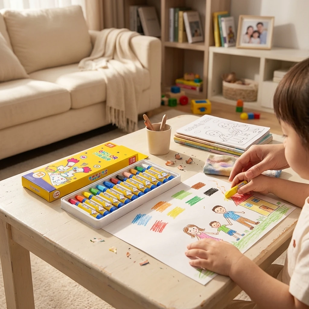 12 Color Oil Pastel Set Drawing Crayons Art Kit for Kids Students School Sketching Coloring Painting Creative Gift Home Craft