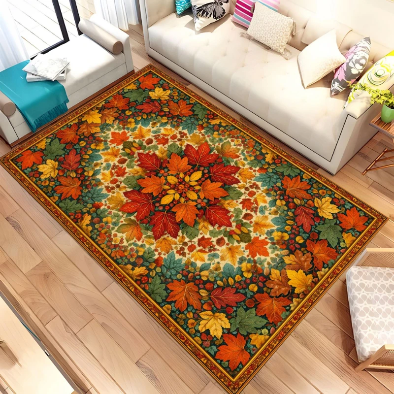 Autumn Maple Leaf Vintage graphics carpet,lounge coffee table mat,dining area,bedside floor mat Welcome rug,Non Slip Rug,Gift