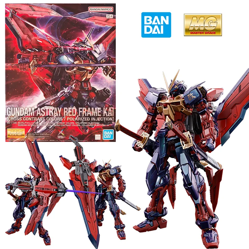 Bandai MG 1/100 Gundam Astray Red Frame Kai Cross Contrast Colors Polarized Injection Original Action Figure Model Toy Gift