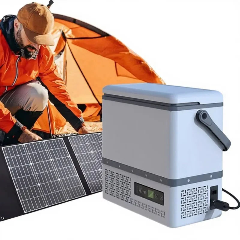New Solar Powered Camping Outdoor Cooler Box 12L Refrigerator Compressor Portable Freezer Car Cooler Fridge Camping