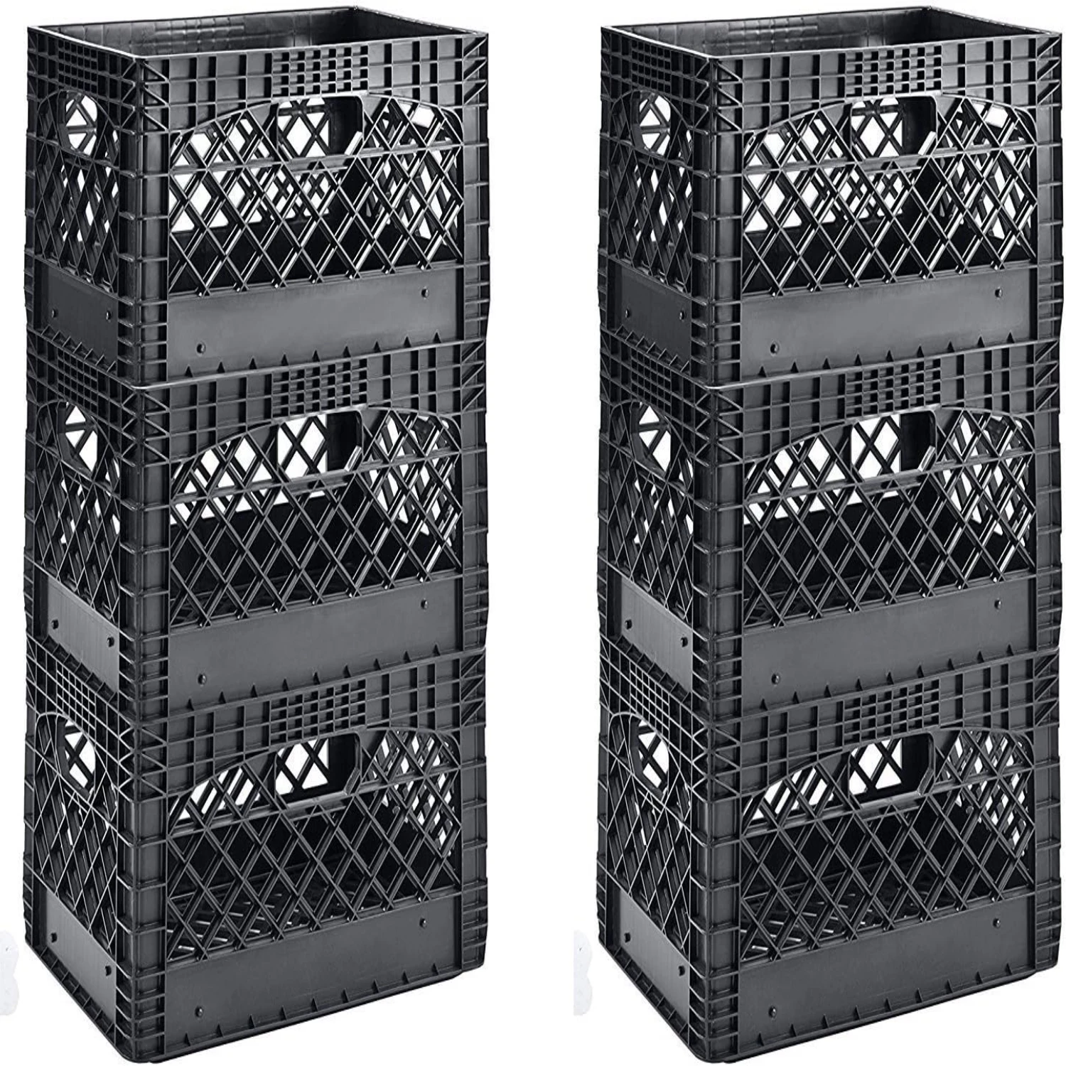 

PMK24QTB-3 24 quart 3 Pack black Heavy Duty Rectangular Stackable Dairy Milk Crates , 11" Height, 19" width (2 X 3 Pack)