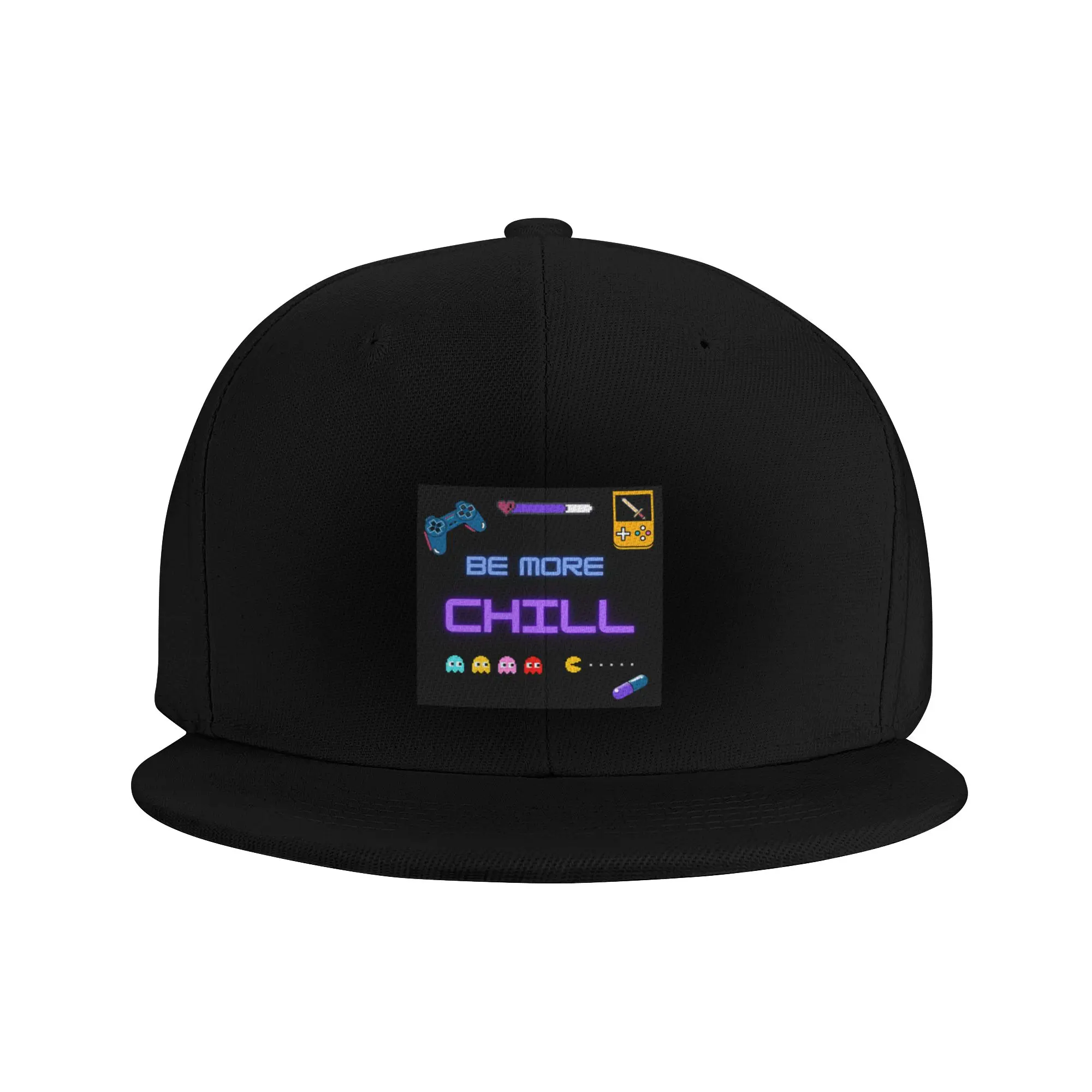 Fashion Be more chill logo with retro games Flat Brim Sun Hat  Wear-Resistant And Durable Cap Male