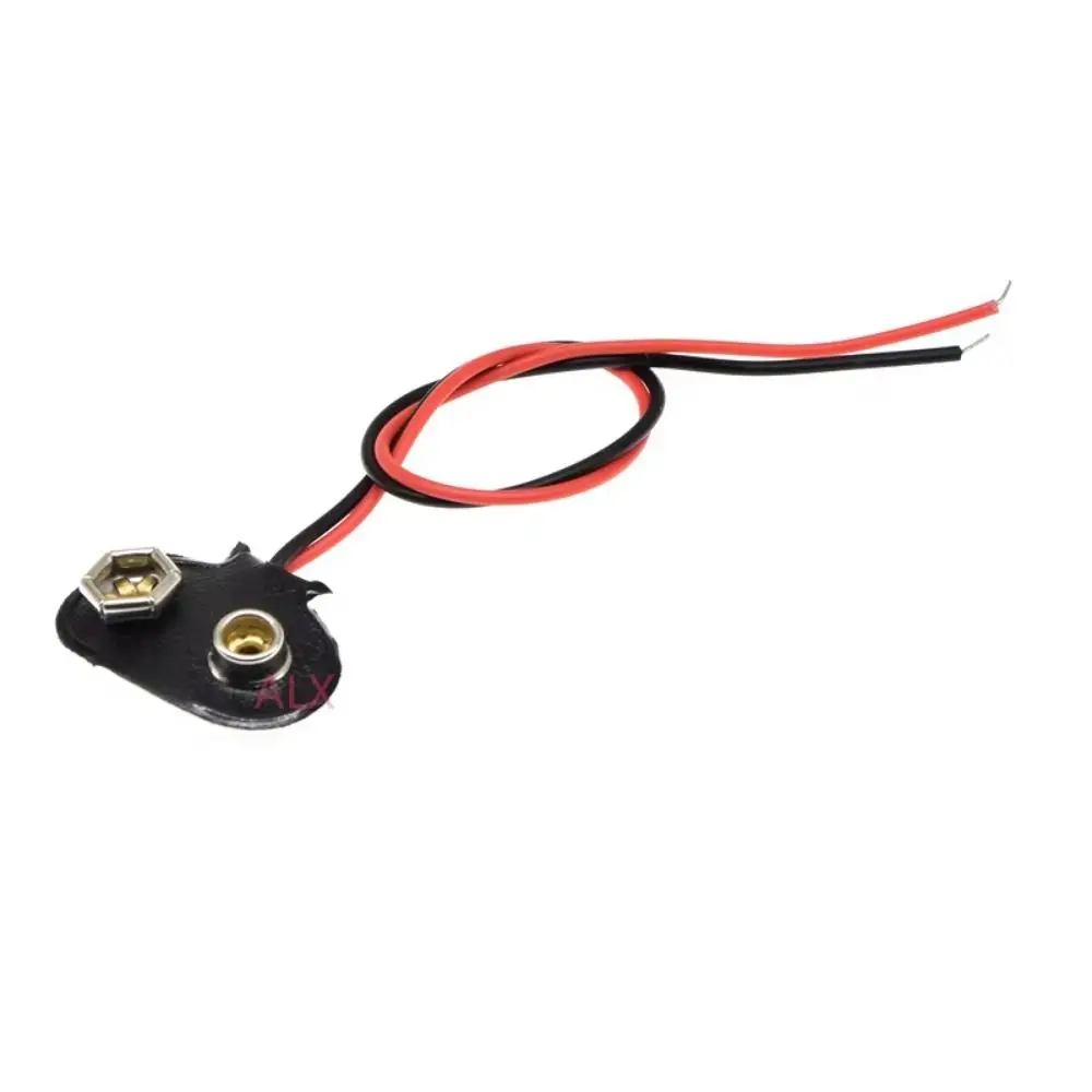 10Pcs I / T Type Cable Battery Holder Clip Snap on Soft Hard Shell 9V Battery Snap Connector Black Red Cable Battery Holder