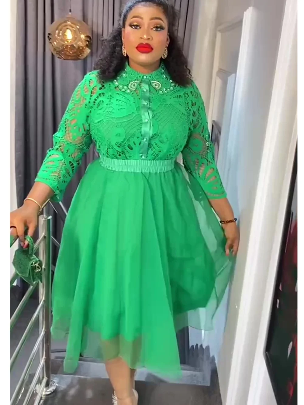 Plus Size African Party Dresses for Women 3 PCS Set Tops and Skirts Suits Elegant Turkey Wedding Gowns Ankara Lace Outfits Robe