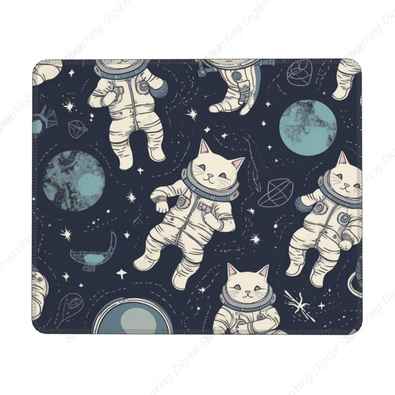 

Fun Cat Astronaut Printed Mouse Pad Game Table Pad with Non slip Rubber Base Home Keyboard Pad 18*22cm