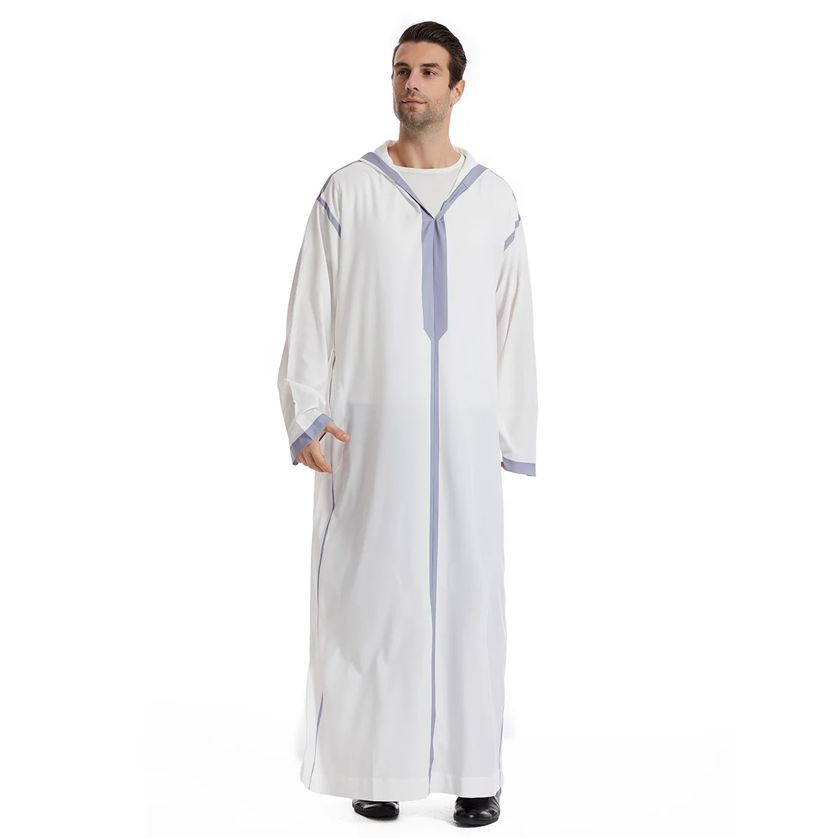Suadi Arabo Mens Thobe Jubba Robe Con Cappuccio Abbigliamento Musulmano Arabo Thobe Caftano Ropa Arabe Islamico Thobe Abaya Uomini Caftano