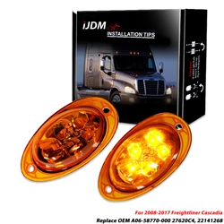 iJDM Full LED Front Cab Truck Side Marker Turn Signal Light Assemblies For 2008-2017 Freightliner Cascadia Semi-Truck