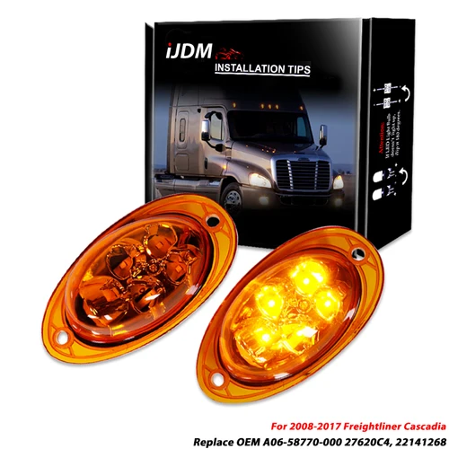 Imagen 1 del producto IJDM Conjuntos de luces de señal de giro de marcador lateral de camión de cabina delantera LED completa para Semi-camión Freightliner Cascadia 2008-2017