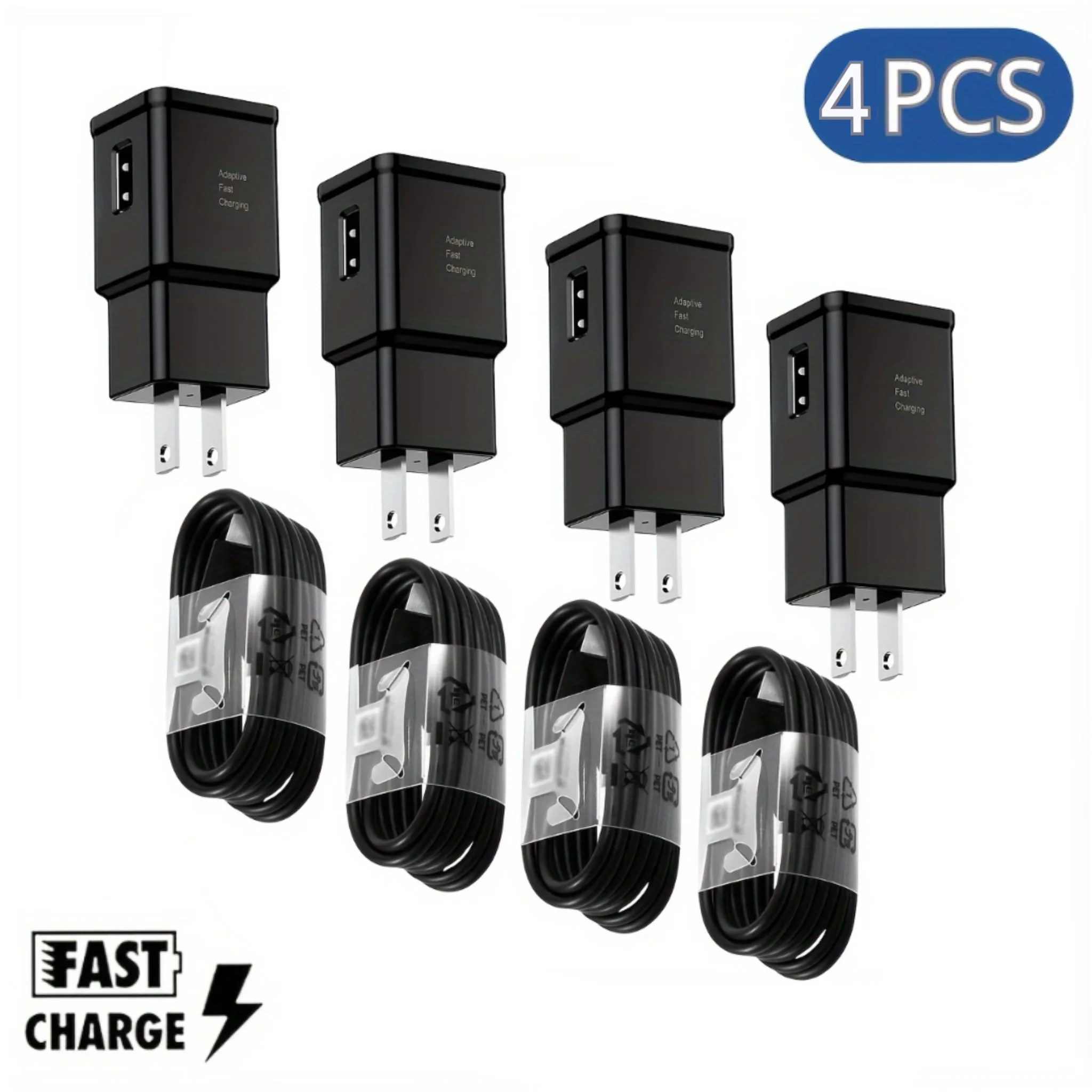 4pcs Premium Adaptive Fast Charging Type-C Cables for Samsung Galaxy S21/S20 - Rapid Power Delivery, Compact Design