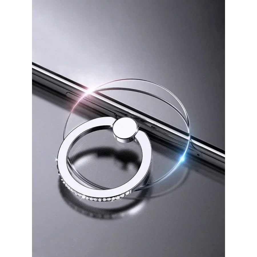 

1 шт. Прозрачный декоративный держатель для телефона со стразами, круглый металлический кольцо-держатель для пальца, вращающийся на 360 градусов