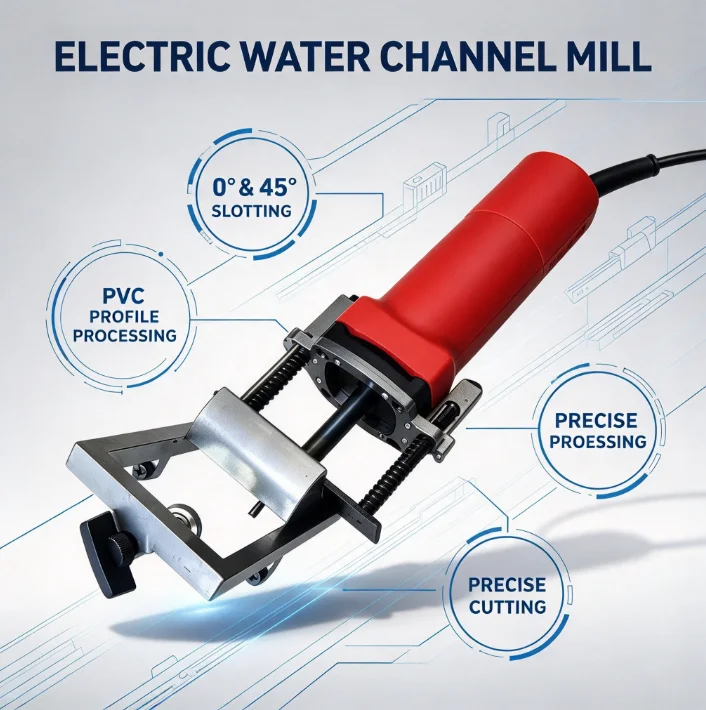 450W 220V Electric Water Slot Milling Machine 0 45 90 Degree UPVC Plastic Steel Door Window Drainage Slot Milling Corner Cutter