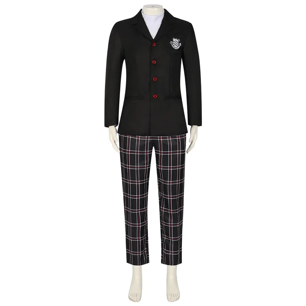 Game Persona5 Akira Kurusu Cosplay Costume School Uniform Full Set Unisex High School Suits Halloween Party Role Play Clothes