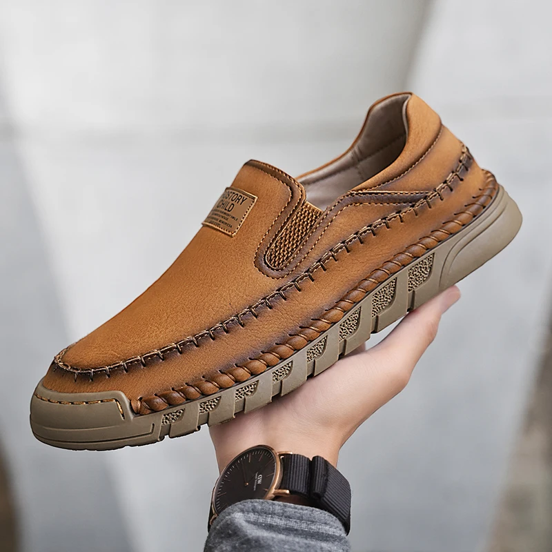 

high quality Men Shoes Leather Casual Loafers Mens Comfortable Driving Boat Shoes All-match Men's Office Flats zapatos de hombre