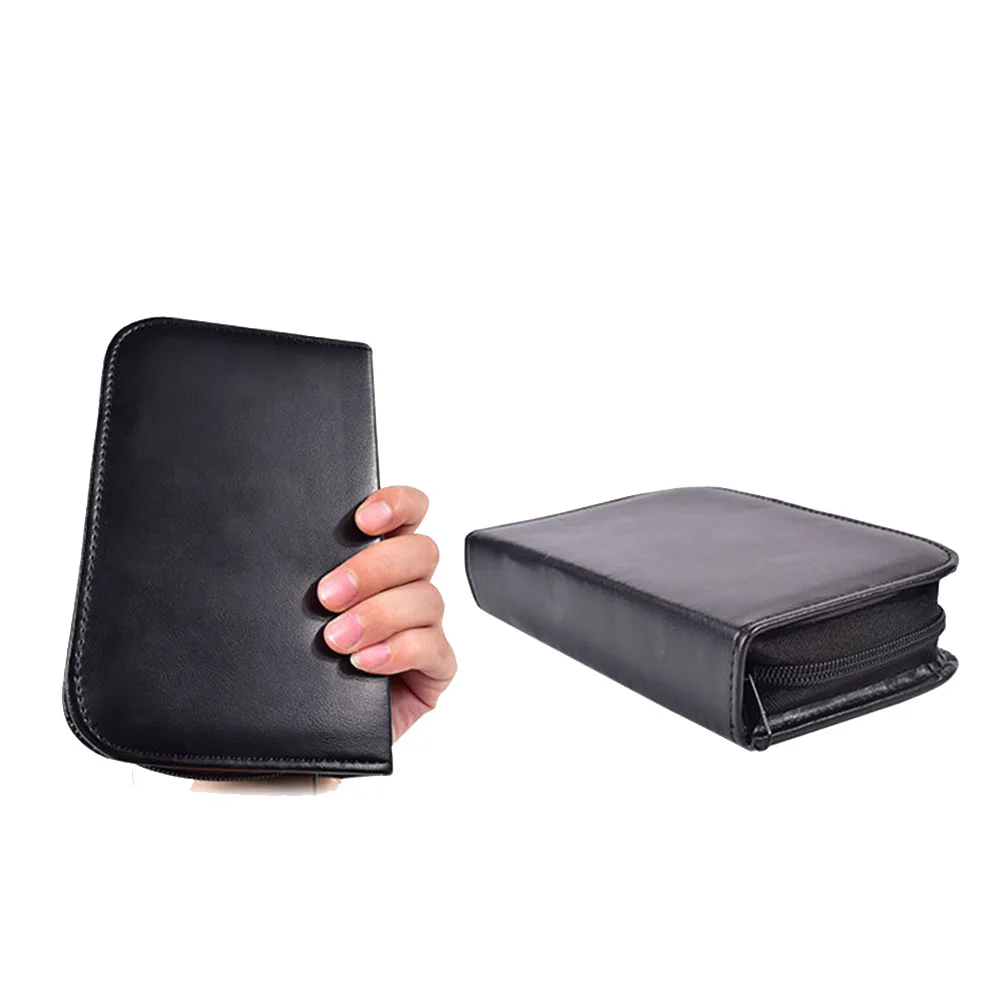 

1pc Blood Glucose Meter Storage Bag Pu Protective Case For Fingertip Portable Carry Case Travel Home Business Use Black