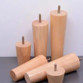 4Pcs 10/12/15CM 단단한 나무 가구 다리 높이 직선 튼튼한 테이퍼 소파 침대 캐비닛 테이블 의자 교체 가구 다리
