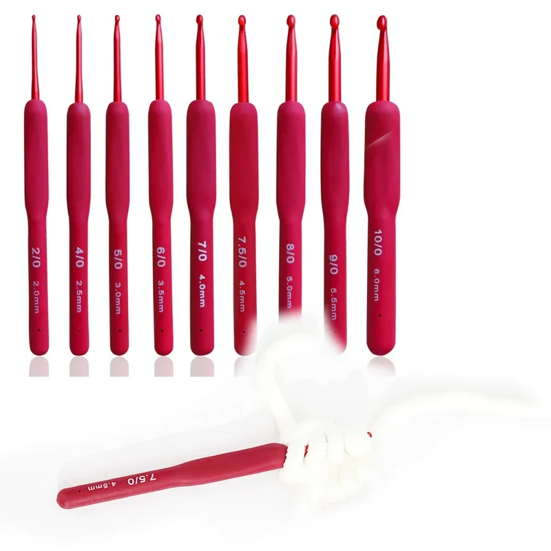 

9pcs TPR Silicone Crochet Hook Set Rubber Handle Clothing Knit Work Accessories for Handmade Knitting Labubu DIY Tools Supplies