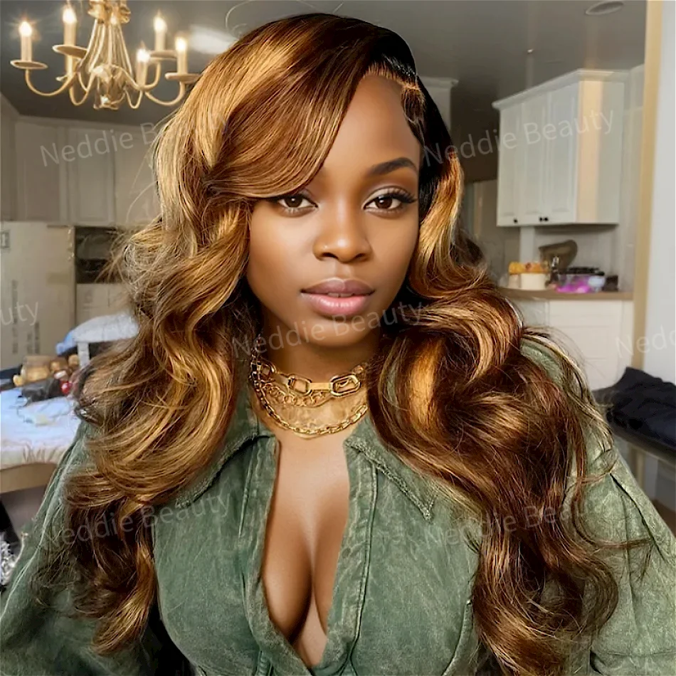 

Lace Frontal Wig 13x6 HD 100% Highlight Body Wave Human Hair Brazilian PrePlucked 30 Inch Wigs For Women Choice Wavy Cheap Wig