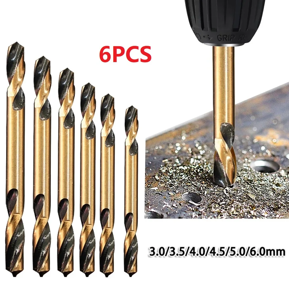 

6pcs High Speed Steel Double-Headed Auger Drill Bits Double Head Drill Bits For Metal Stainless Steel Wood Drilling