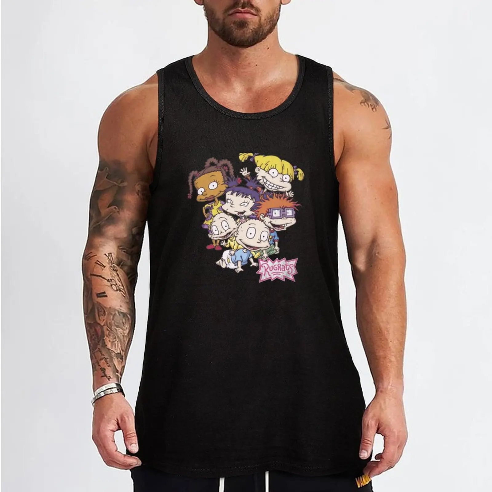 Rugrats Pile Up Distressed Group Shot Tank Top Men's t-shirt training weight vest