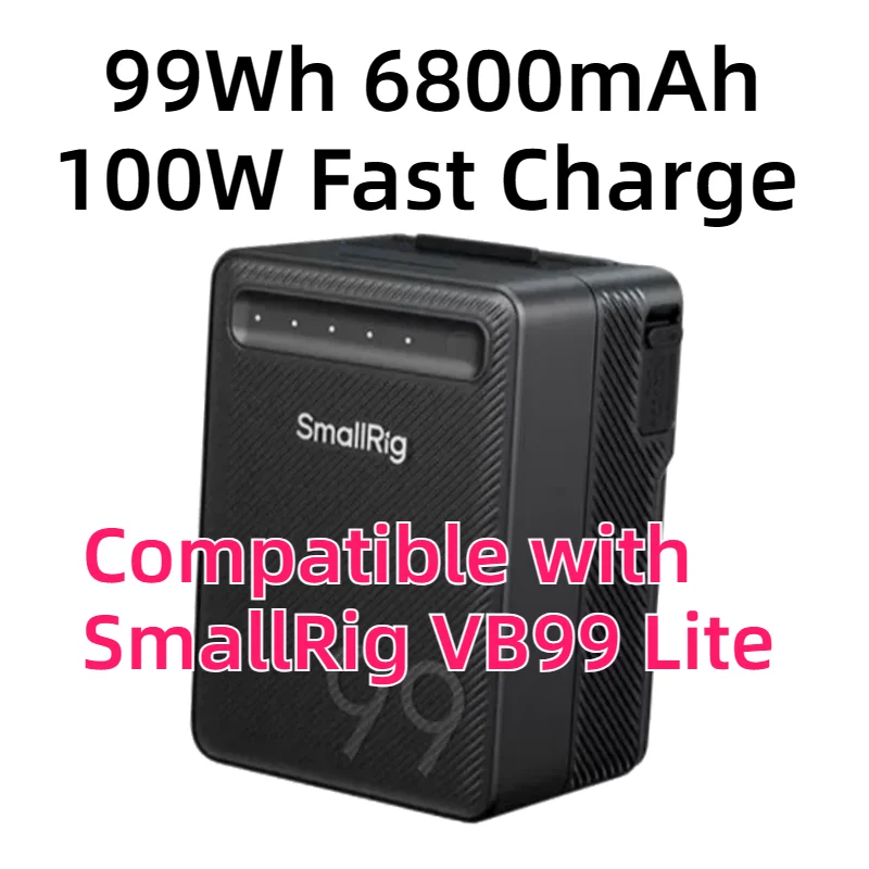 100W Fast Charging 99Wh SmallRig VB99 Lite V-Mount Battery 6800mAh Type-C D-TAP Input Output 4823 for Video Production