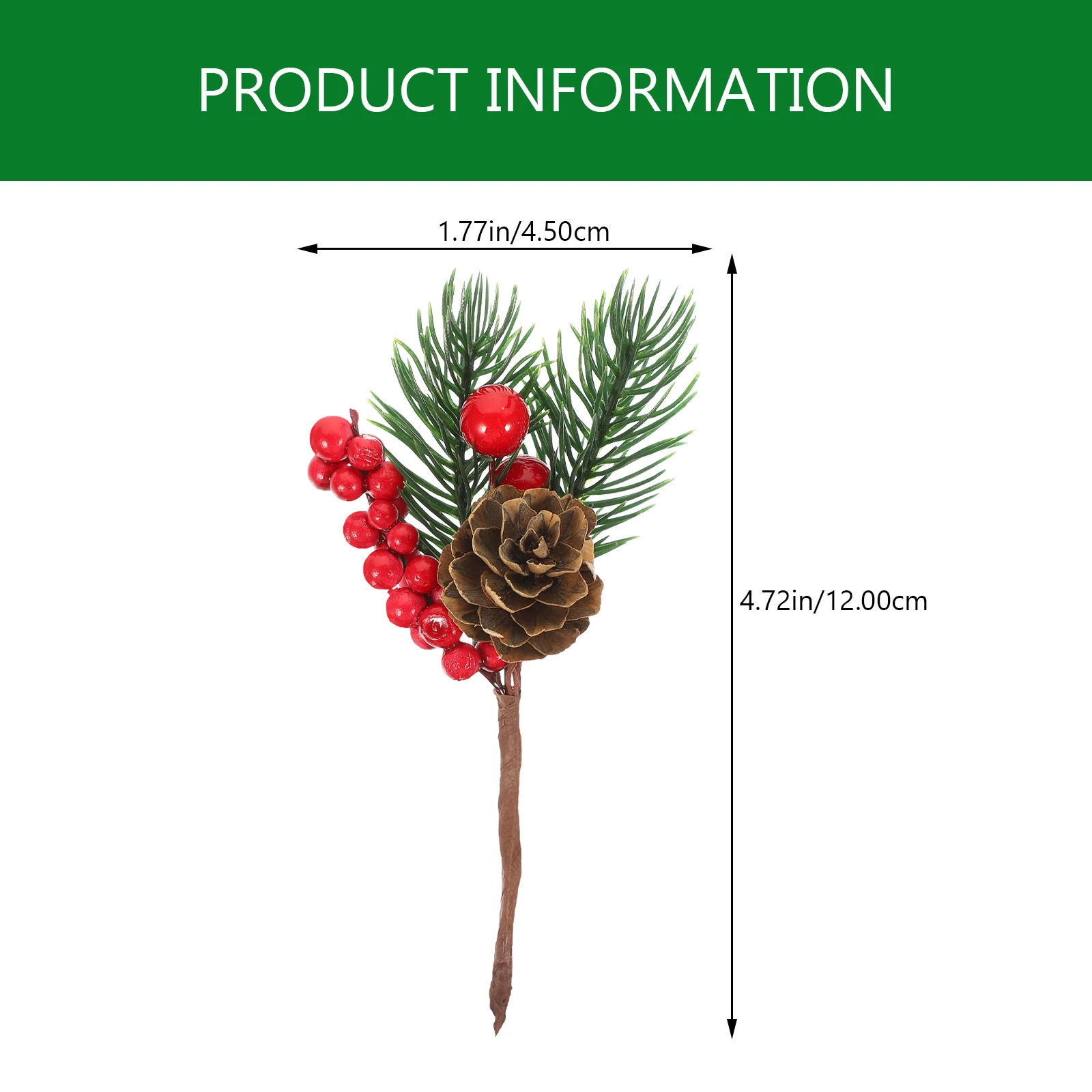 10Pcs Christmas Pine Picks Artificial Red Berries Branches with Pinecone Stem for DIY Wreath 2024 Navidad Party Decor Supplies