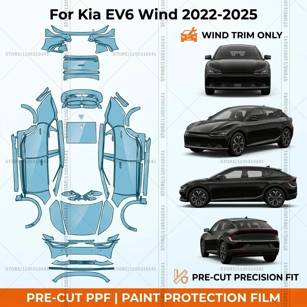 

Pre-Cut Paint Protection Film PPF Transparent Bumper Protector Automotive Clear Bra Car Film For Kia EV6 Wind 2022-2025