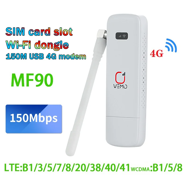 MF90 4G USB WIFI Modem Router with Antenna 150Mbps SIM Card Slot 4G LTE Car USB WiFi Router USB Dongle Support 16