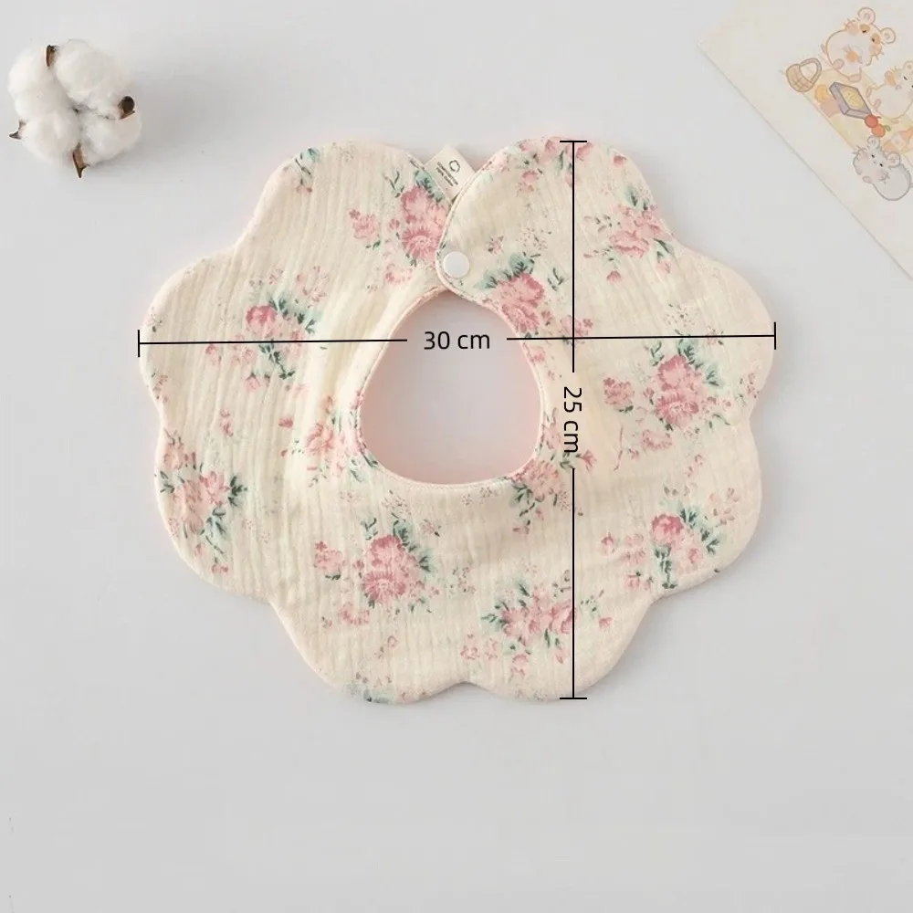 귀여운 양면 사용 가능한 아기 턱받이 순면 거즈 젖꼭지 침 흡수 타월 통기성 꽃잎 턱받이 신생아 유아용