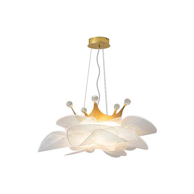 

Light luxury crown bedroom light, creamy wind warm and creative princess room chandelier