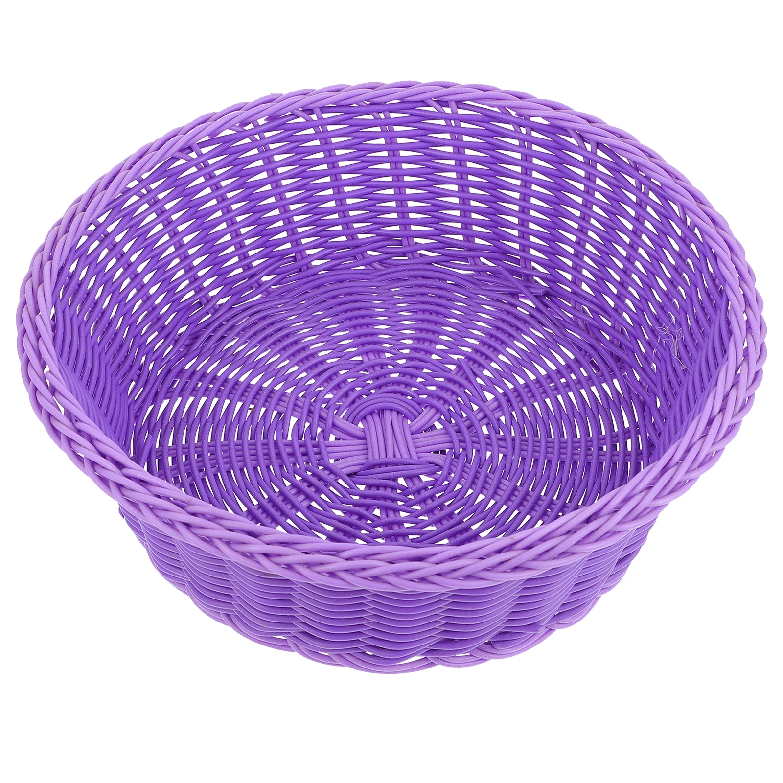

1pc Plastic Fruit Basket Imitation Rattan Woven Solid Storage Bin Kitchen Counter Bright Color Decorative Practical