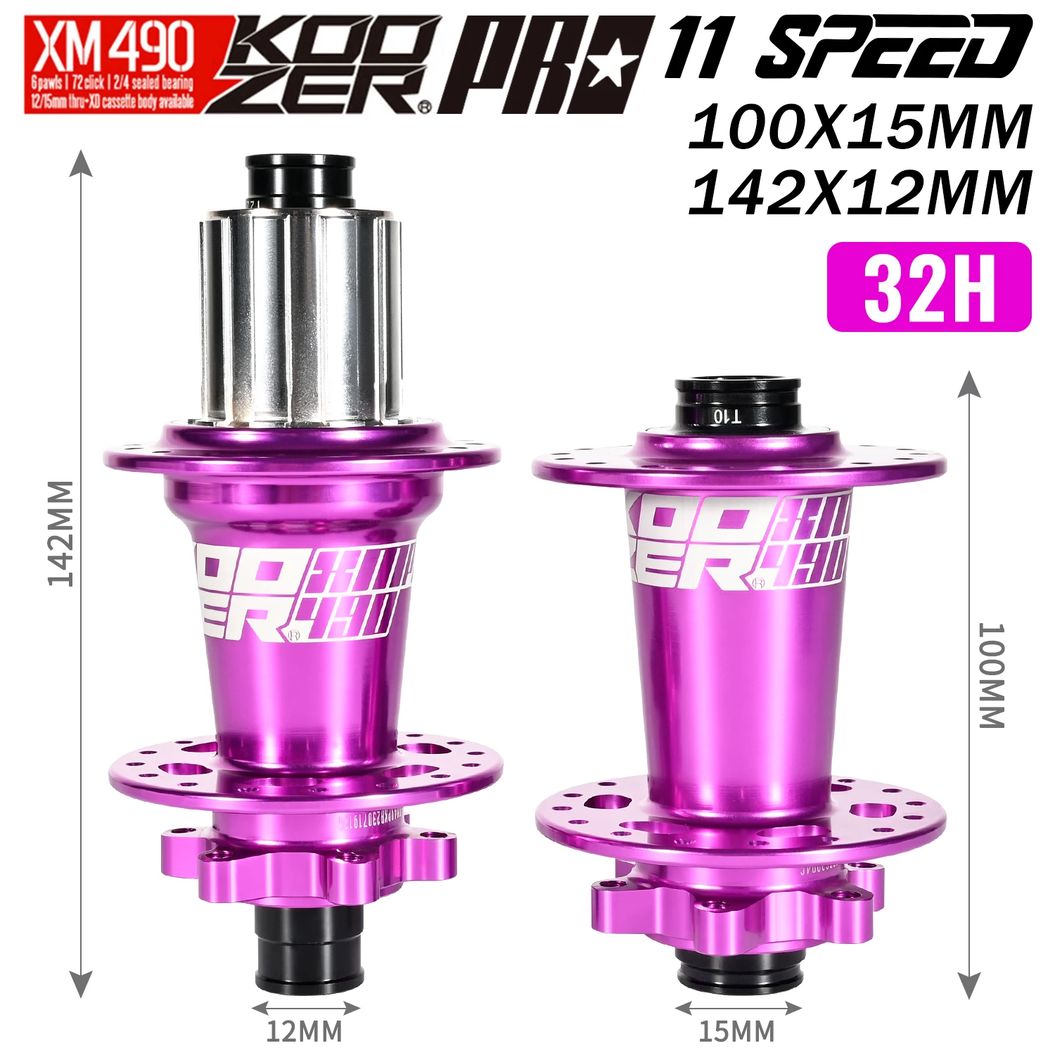 KOOZER XM490 PRO MTB Hubs | Hardened CR-MO Steel Freehub & 6-Pawl