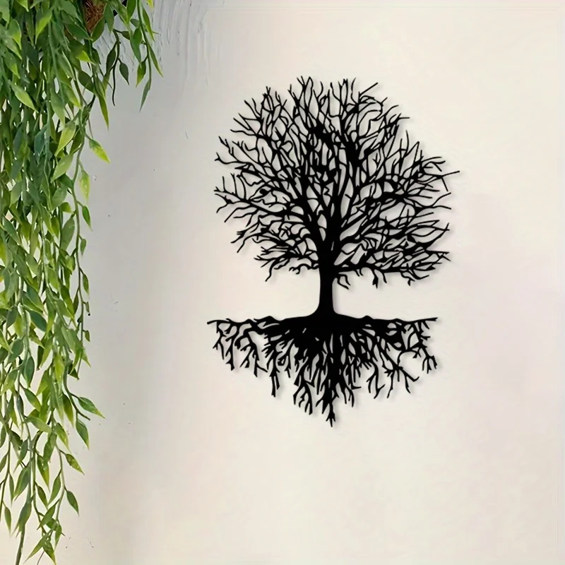 Brand Large Tree of Life Metal Wall Art Vintage Iron Silhouette Heavy Branches Roots Weather-Resistant Bold Statement Decor for
