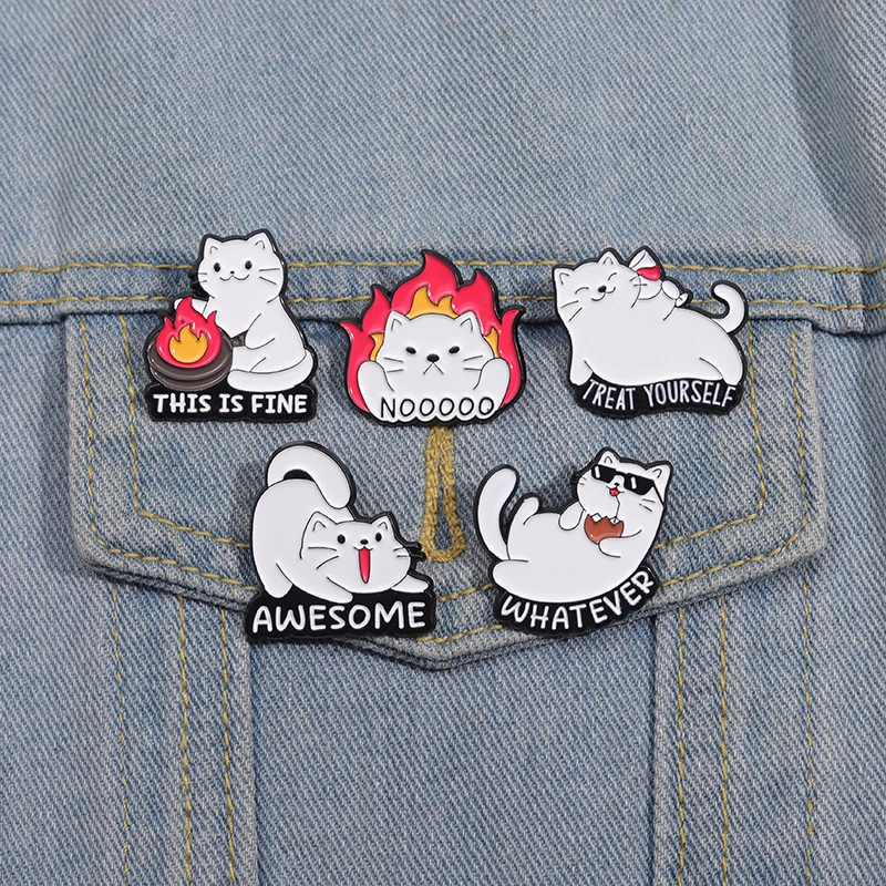 33 Types Cartoon Animal Enamel Pins Funny Cat Brooches Cute Kitten Lapel Backpack Badge Accessories Jewelry Gift for Friends