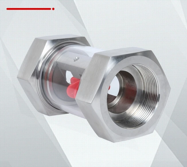 304 Stainless Steel Tubular Water Flow Indicator 4-point Thread Straight Through Oil Flow Indicator Observation Water Flow Meter