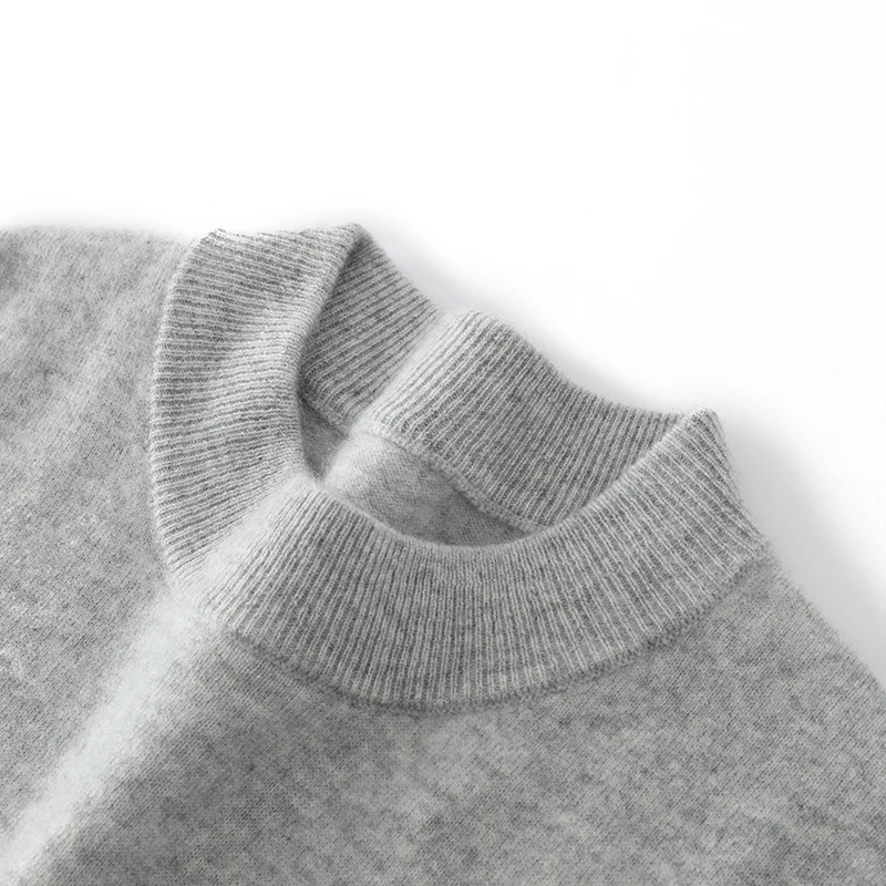 Men's Half-High Collar 100% Cashmere Sweater Autumn New Solid Color Knitted Pullovers Business Casual Loose Shirt Cashmere Top